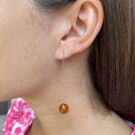 Купить оптом серьги из серебра с янтарём 2340480711-9 от Krasnoe