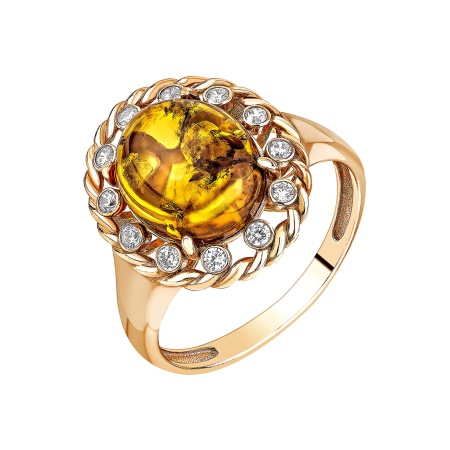 Купить оптом кольцо из серебра с янтарём и фианитами 1320480973л от Krasnoe