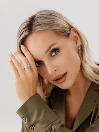 Купить оптом серьги из серебра с бирюзой 2340311862 от Krasnoe