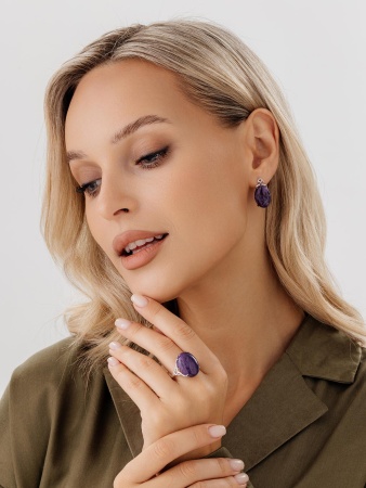 Купить оптом серьги из серебра с чароитами 2340460112 от Krasnoe