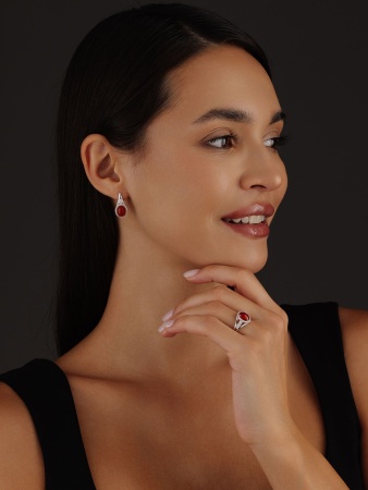 Купить оптом серьги из серебра с агатами и фианитами 2340390182л-32 от Krasnoe