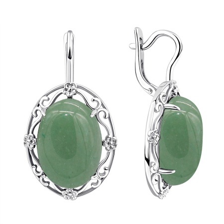 Купить оптом серьги из серебра с нефритами 2340355064 от Krasnoe