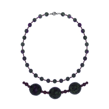 Купить оптом колье из серебра с цоизитами и гранатами 8340596074-50 от Krasnoe