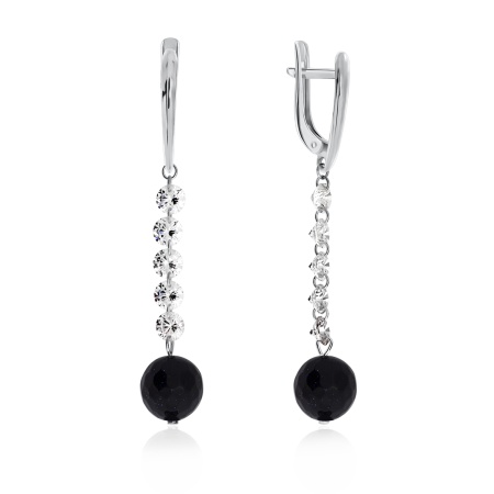 Купить оптом серьги из серебра с синтетическими авантюринами и фианитами 2340360624-80 от Krasnoe