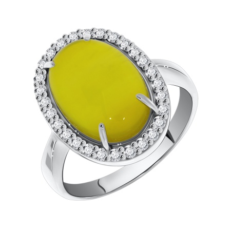 Купить оптом кольцо из серебра с агатом и фианитами 1340390253-50 от Krasnoe