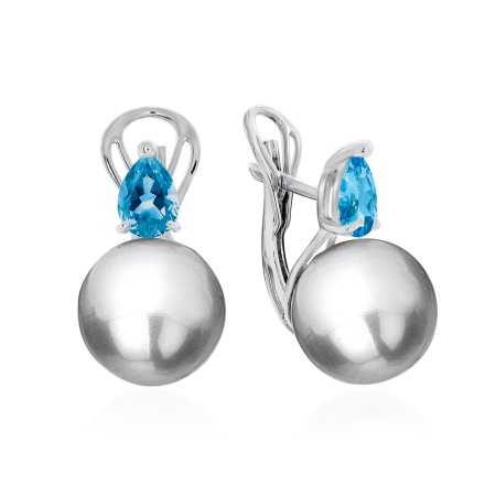 Купить оптом серьги из серебра с жемчугами и фианитами 2340241396-21 от Krasnoe