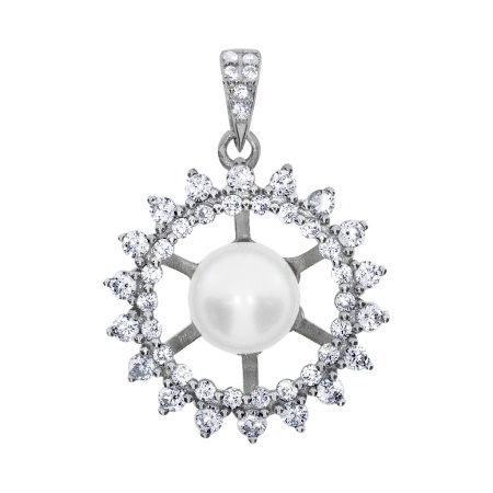 Купить оптом подвеска из серебра с жемчугом и фианитами 3340053517 от Krasnoe