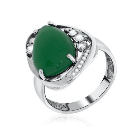 Купить оптом кольцо из серебра с агатом и фианитами 1340391171-60 от Krasnoe